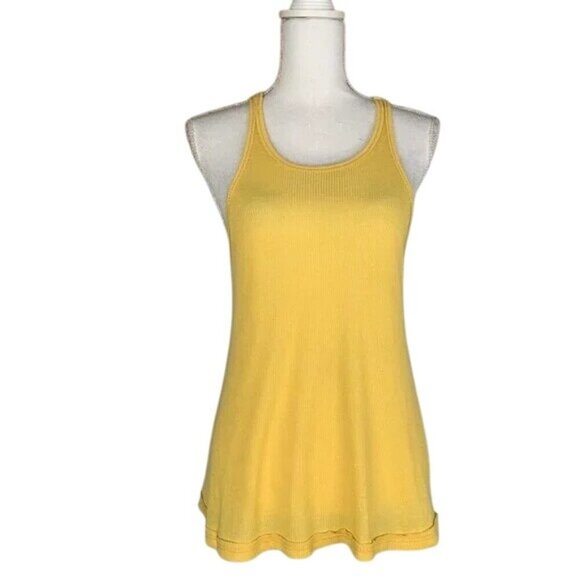Free People Yellow Ribbed Racerback Tank Top - Picture 4 of 9